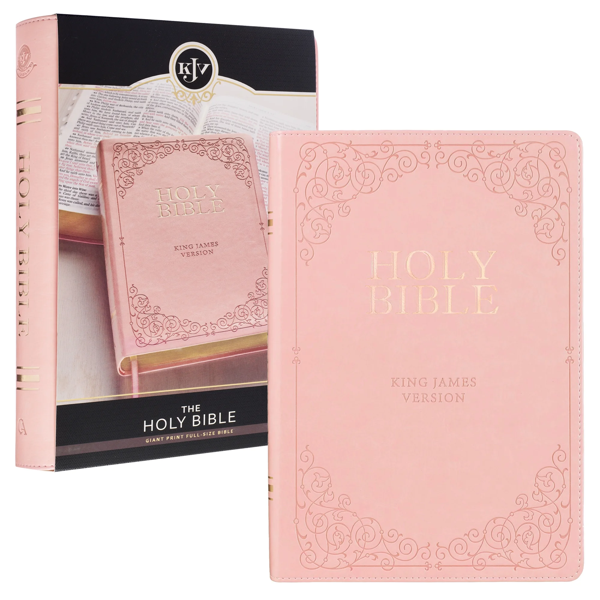 KJV Giant Print-Pink/Leather/Indexed
